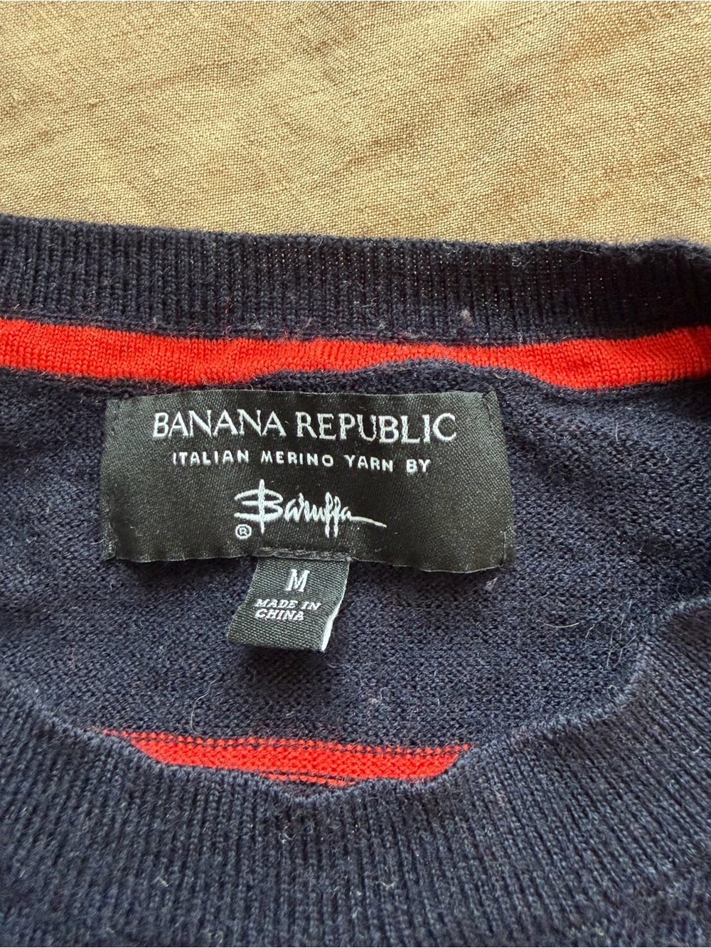 Banana Republic merino wool long sleeve polo shirt striped men’s medium - Picture 5 of 13